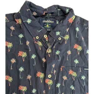 Mens Chubbies Button Up Shirt Sz Medium Palm Trees Navy Blue Cotton Designer